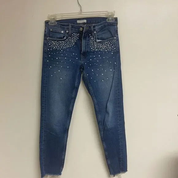 Zara Jeans Zara Pearl Embellished Straight Leg Jeans Poshmark
